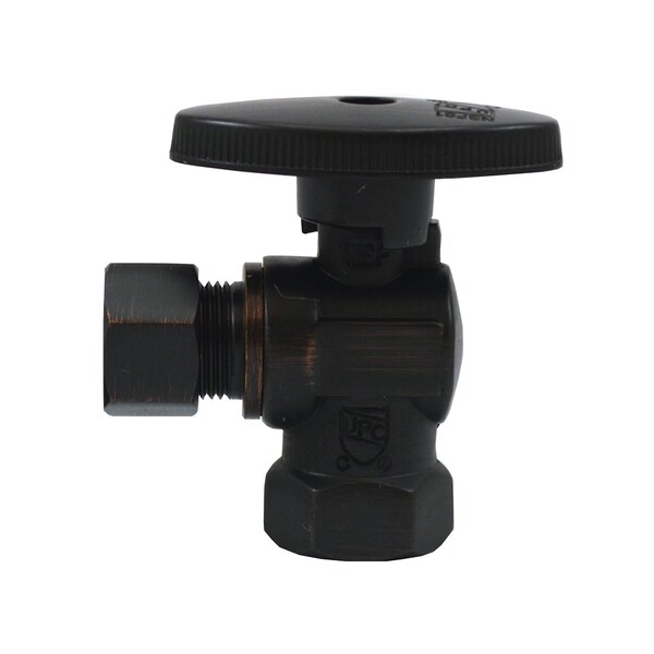 3/8in. FIP x 3/8in. OD Comp Quarter-Turn Angle Supply Stop Valve, Old World Bronze